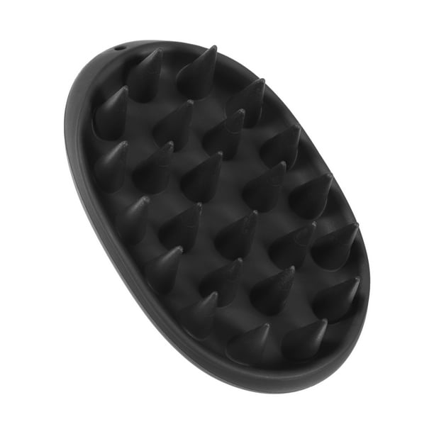 Masajeador de cuero cabelludo Unique Bargains, cepillo de silicona para cuero cabelludo, masajeador de cabello para la ducha, limpieza profunda, negro