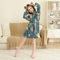 thumbnail image 3 of FORMRS Niños Bathrobe Unisex Hooded Robe Soft Plush Pajamas Sleepwear, Size 7-9T, Blue Oranges, 3 of 7