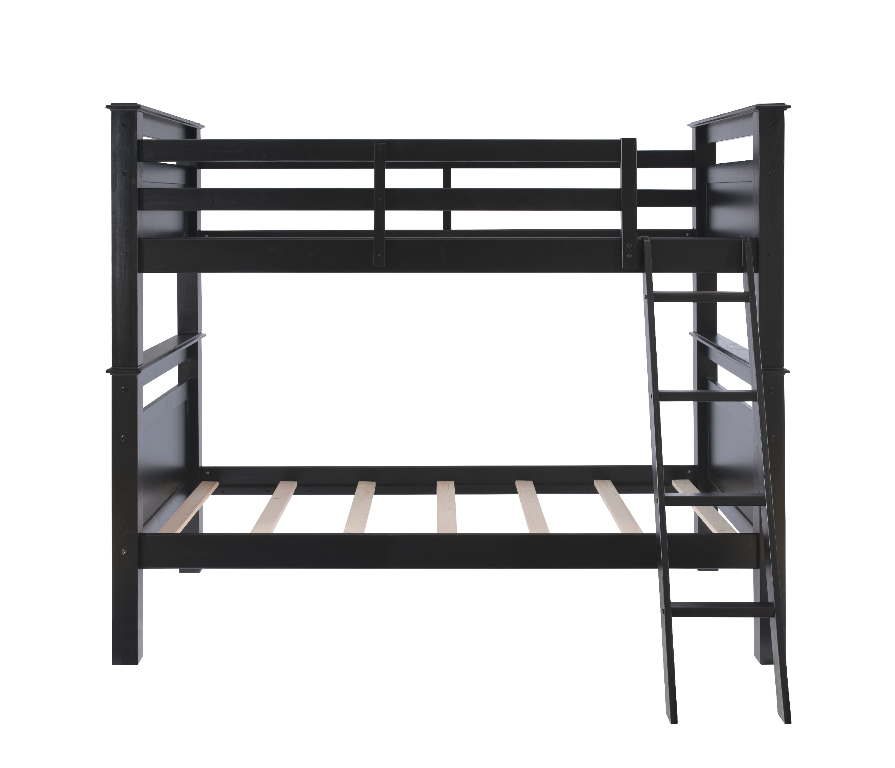 Powell Kiggins Kid's Twin over Twin Convertible Bunk Bed with Built-In Ladder, Black