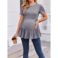 thumbnail image 5 of Weardear 3 Pack Maternity Shirts Short Sleeve Peplum Pregnancy Tunic Top Double Pleated Casual Babydoll Blouse for Women, 5 of 6