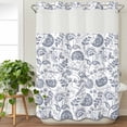 thumbnail image 3 of Pastoral Flowers No Hook Shower Curtain Waterproof, Bathroom Curtains with Snap in Liners and See Through Top Window, Vintage Haze Blue Farmhouse Plant Hotel Style Bathtub Curtains Shower 72"Wx84"L, 3 of 8