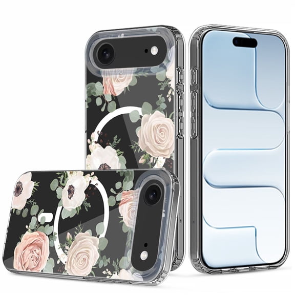 XPM for Apple iPhone 17 Pro Phone Case, Hybrid Flower Design Stylish Fashion Case, MagSafe Compatible, Thick Shockproof Hard PC Cover for Apple iPhone 17 Pro (6.3") (White Roses)