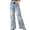 Blue, variant on Girls Distressed Denim Wide Leg Pants – High Waist Loose Fit Baggy Jeans with Ripped Details, Trendy Y2K Streetwear Casual Trousers for Teenagers & Big Kids (6-14 Years)