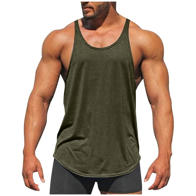 LOVZFMLL Débardeurs pour Hommes Couleur Unie Exercice Ajusté Haute Résilience Col Rond Entraînement Physique Manches Courtes