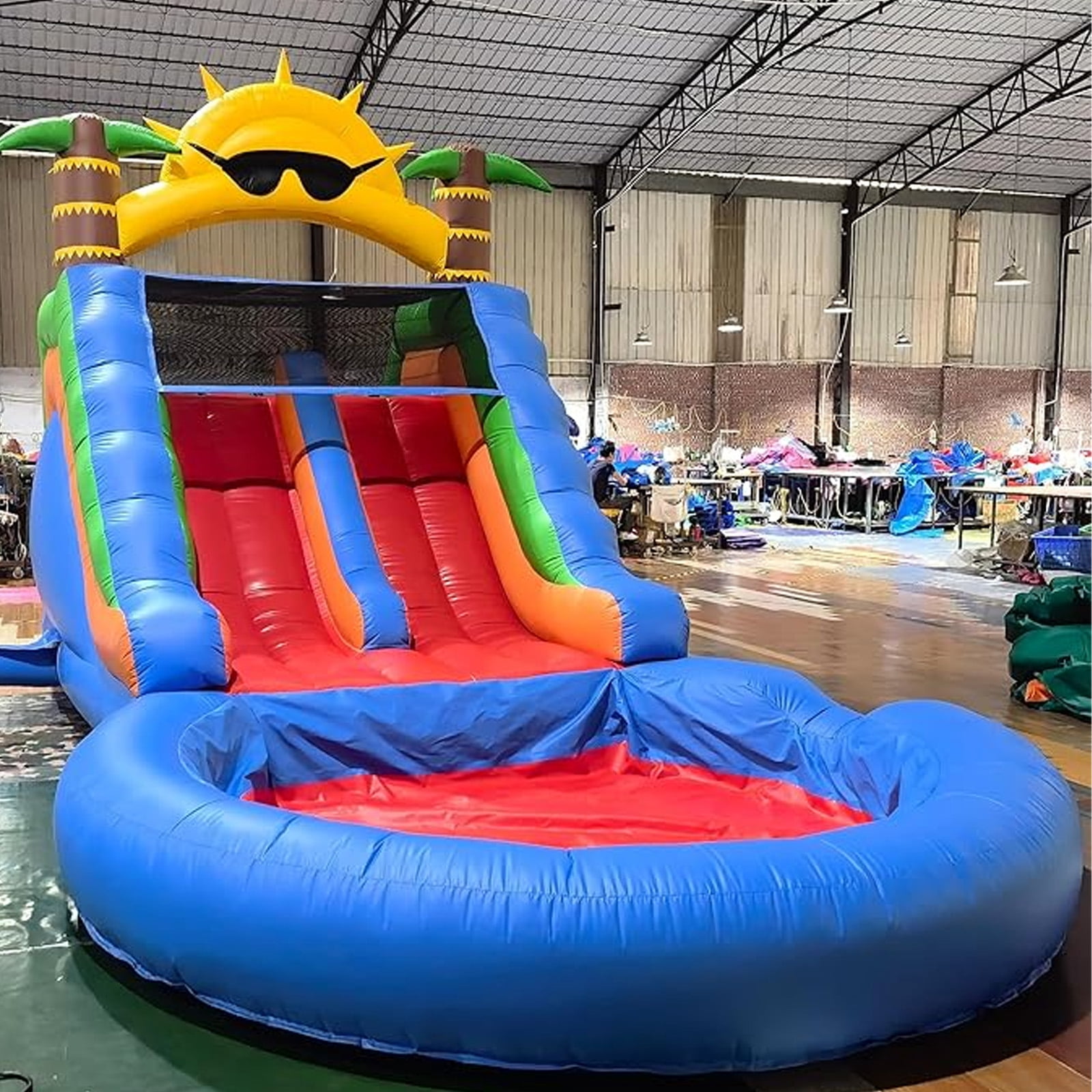 Relunch Commercial Double Water Slide with Splash Water Pool & Climbing Wall, Inflatable Water Slide with Blower for Adults Kids Outdoor Backyard Party- 23x11x12.5ft