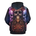 thumbnail image 3 of Halloween Colored Skull Men's Women Vintage 3D Hooded Sweatshirt - All-Season Loose Fit Streetwear, 3 of 6