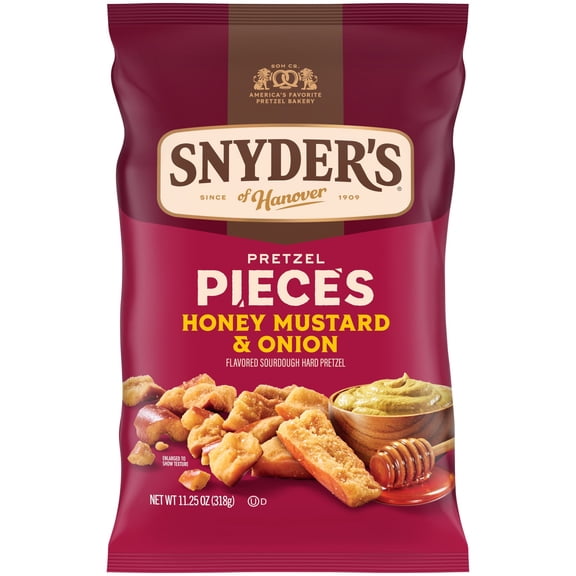 Pack Of 3 Snyder's of Hanover Honey Mustard & Onion Pretzel Pieces, 11.25 oz (Package May Vary)