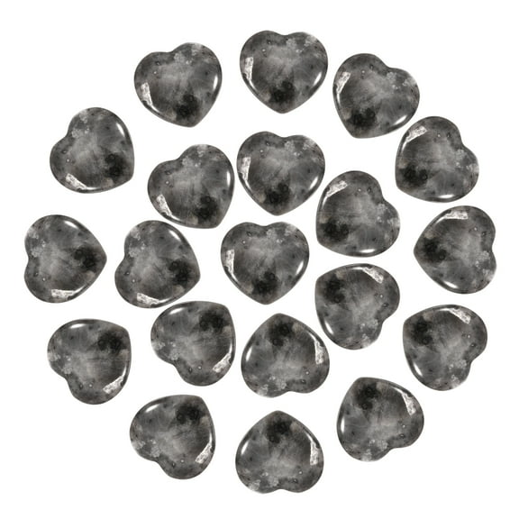 Uxcell 20 Pcs Natural Heart Shaped Crystal Stone, 0.8 Inch Mini Polished Love Gemstone Crystal, Pocket Rock Engraved Worry Stones for Women Gifts Meditation, Black White