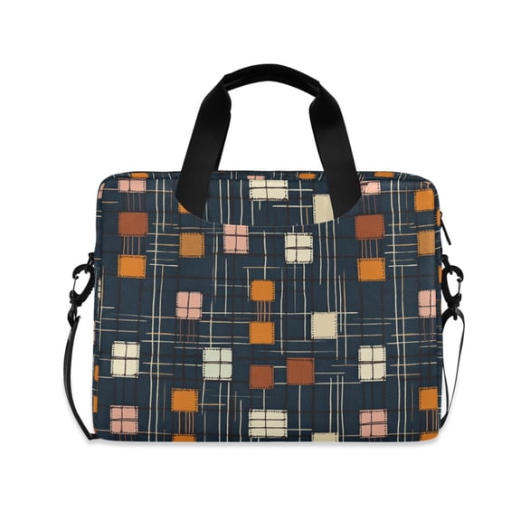 FORMRS 16" Laptop Bag Carrying Sleeve Case with Handle Travel Shoulder Briefcase, Orange Checkered Pattern