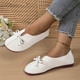 thumbnail image 4 of White Women'S Flat Shoes Soft Soled Round Toe Closed Toe Ankle Wrapping Pumps Bow Tie Detail Casual Comfortable For Everyday Wear Slip On Style Size 41, 4 of 8