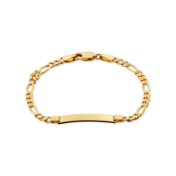 Brilliance Fine Jewelry 14K Gold Plated Sterling Silver Children's Figaro ID Bracelet, 5”  0.5”