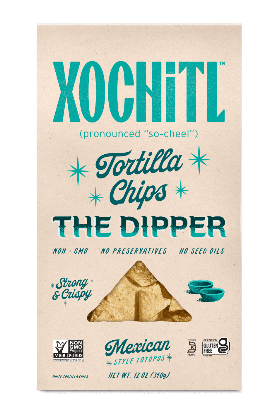 (2 pack) Xochitl The Dipper White Corn Tortilla Chips, 12 oz Paper Bag