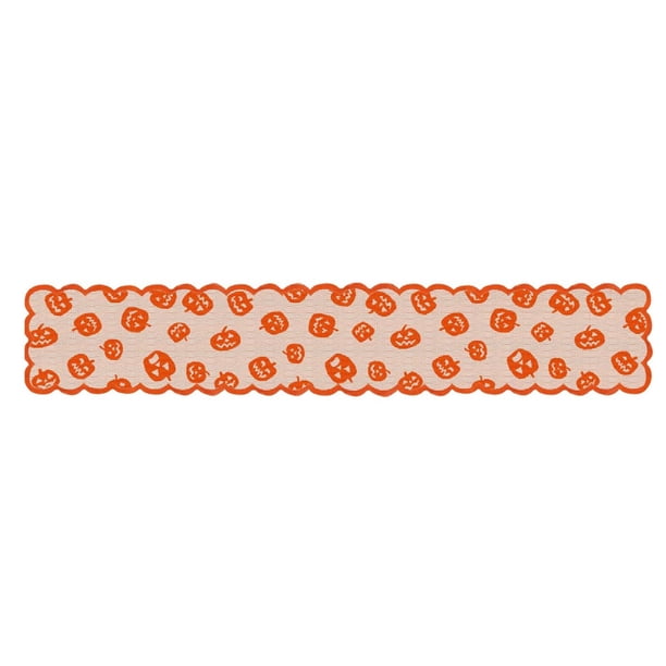 Decoraciones de Fiesta de Halloween,Corredor de Mesa de Encaje Decoración de Mesa de Fiesta Naranja,Corredor de Mesa de Halloween de Poliéster 33x183cm