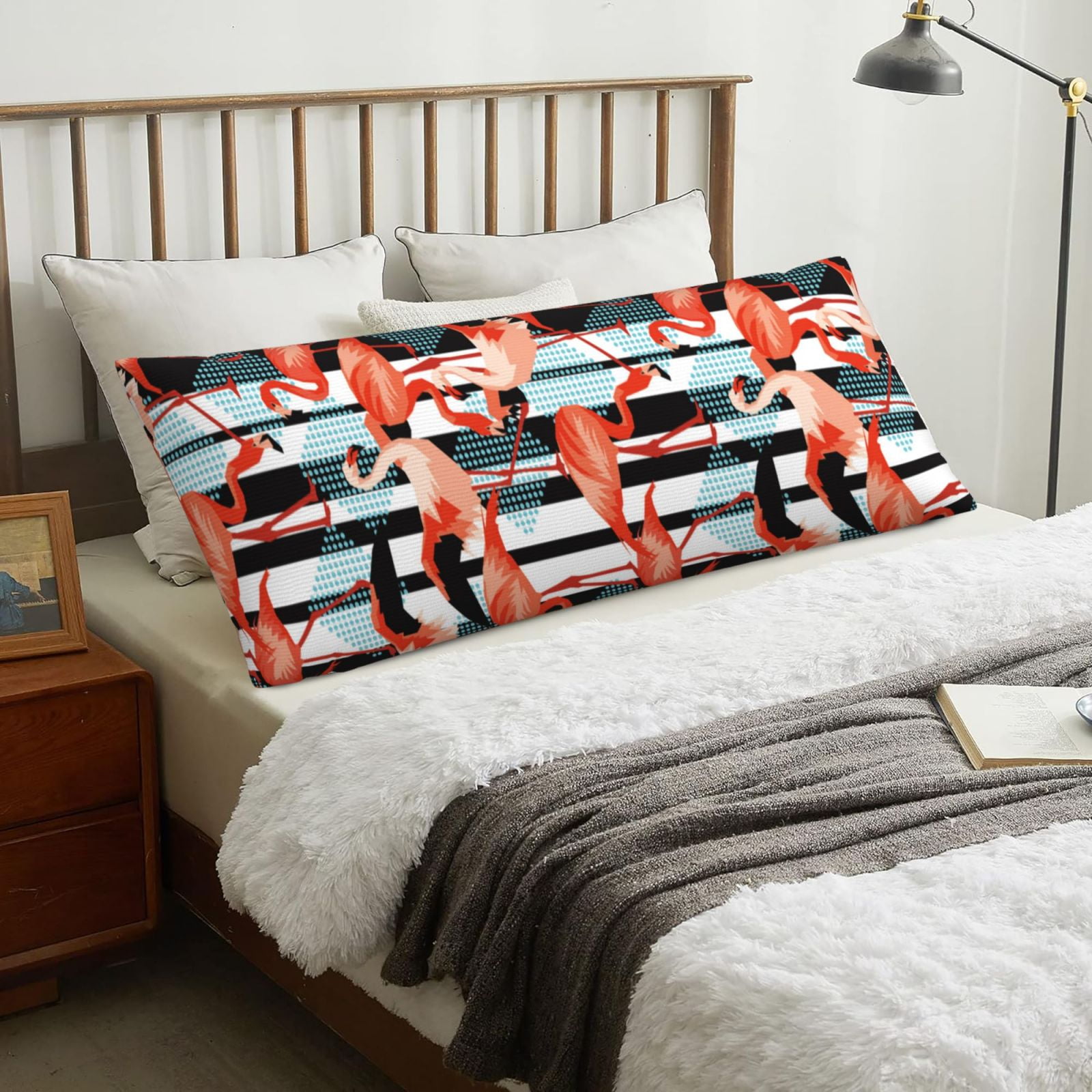 Naloa Cool Flamingo Super Soft 20x60 Body Pillow Case,Long Side Hidden Zipper（PILLOWS ARE NOT INCLUDED）