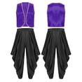 thumbnail image 3 of Aislor Men Character Arabian Prince Vest Outfits Open Front Waistcoat Top With Harem Pants Set Purple Black 3XL, 3 of 7