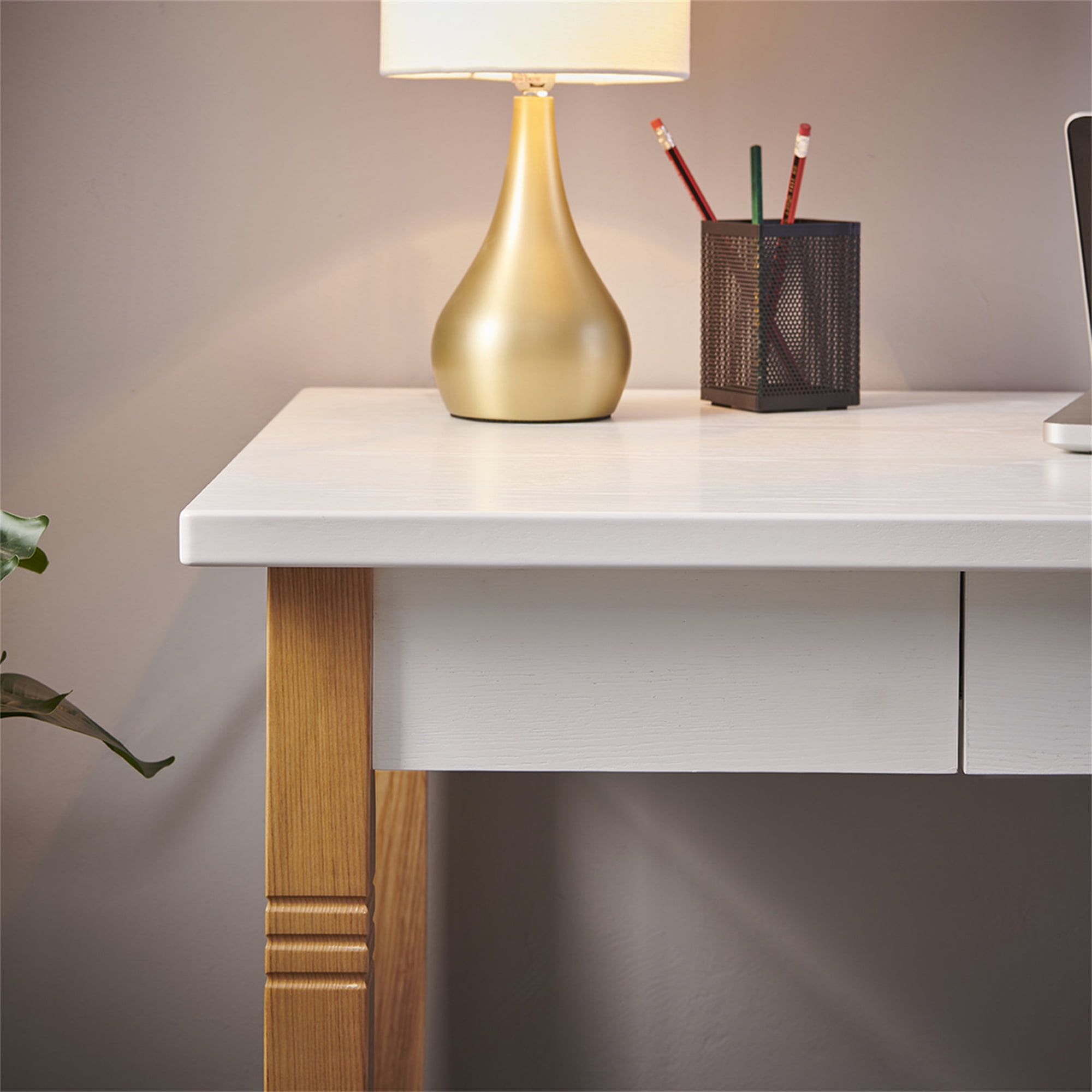 Resenkos Modern Wood Writing Desk with Drawer, Home Office PC Laptop Study Table, White 47 inch Resenkos Modern Wood Writing Desk with Drawer, Home Office PC Laptop Study Table, White 47 inch