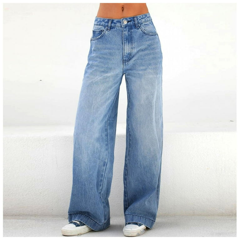 High Waisted Denim Wide Leg Pants for Women Y2k Streetwear High Waisted Denim Wide Leg Pants for Women Y2k Streetwear