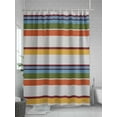thumbnail image 5 of Fsddascl Orange Blue Striped Shower Curtain Set - Long 72" x 84" Washable Bathtub Curtain with 12 Hooks, Farmhouse Vintage Stripe Waterproof Fabric Stall Shower Curtains for Bathroom/Bathtub Décor, 5 of 6