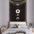thumbnail image 4 of Tapiz de fases lunares, constelación misteriosa, cielo estrellado, cartas del tarot, colgante de pared, arte de pared estético retro astrológico para dormitorio, sala de estar, negro, 200 x, 4 of 5