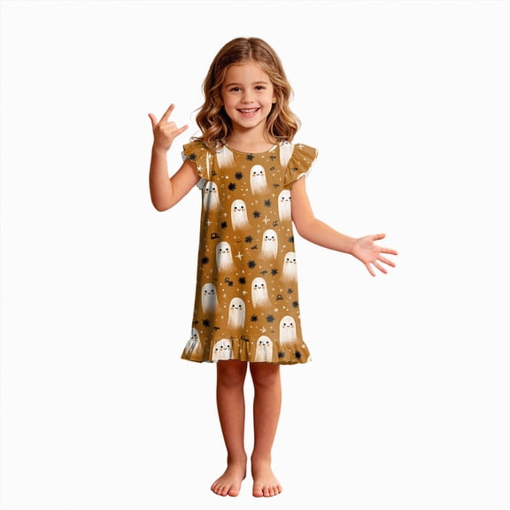 Zuwimk Girls Nightgowns Toddler Nightgown Halloween Cute Pajamas Dress Night Gowns for Kids Girl Clothes Girls' Sleepwear,Z212-Gold
