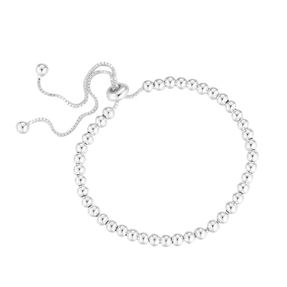 HUANLEDASH Adjustable Bolo Bead Bracelet Handmade Silver Bead Slider Bracelet for Women Alloy Chain Bracelet Gift for Anniversaries Birthdays Christmas