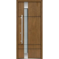 Vdom Deux 1713 36" x 80" Prehung Frosted Glass Front Exterior Steel Door, Natural Oak