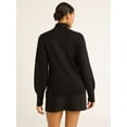 thumbnail image 3 of Scoop Women's Turtleneck Sweater with Faux Pearl Button Cuffs, Midweight, Sizes XS-XXL, 3 of 5