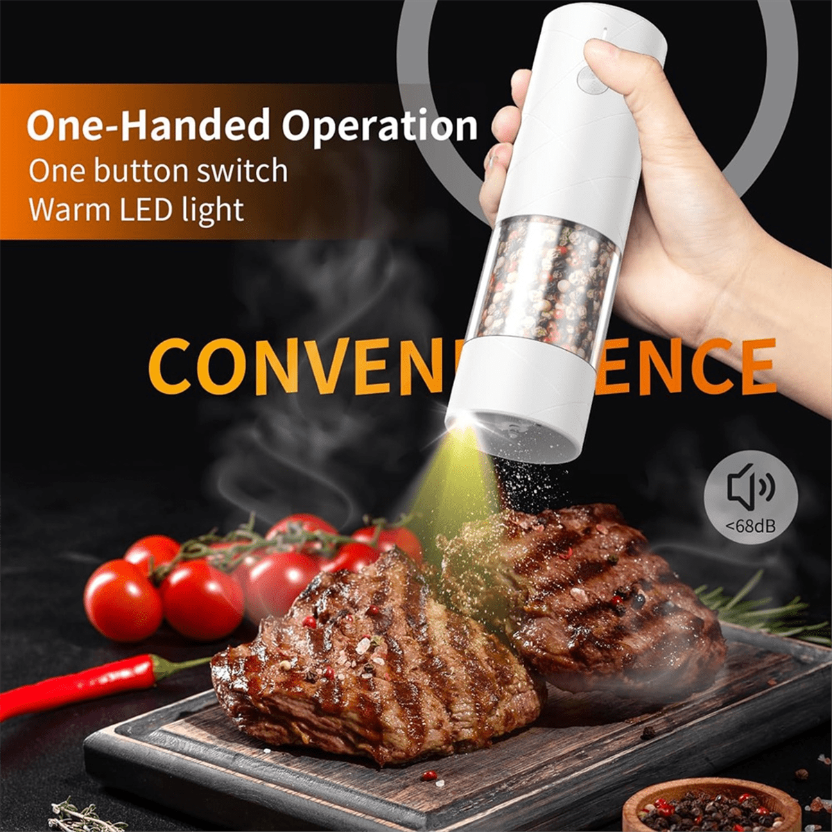 Electric Salt and Pepper Grinder Set USB Rechargeable, Adjustable Coarseness Automatic Salt Pepper Mill Grinder