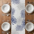 thumbnail image 6 of Blue White Table Runner - 70 Inch Long, Kitchen Dining Table Runner Dresser Scarves, Abstract Grey Chrysanthemum Flower Floral Farmhouse Decor for Coffee Tables Wedding Party Banquet, 6 of 8