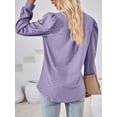 thumbnail image 3 of Gustave Women's Puff Long Sleeve Tops Fall Casual Dressy V Neck T-Shirts Loose Tunic Blouse Pleated Solid Work Pullover Shirts "Purple, S", 3 of 11