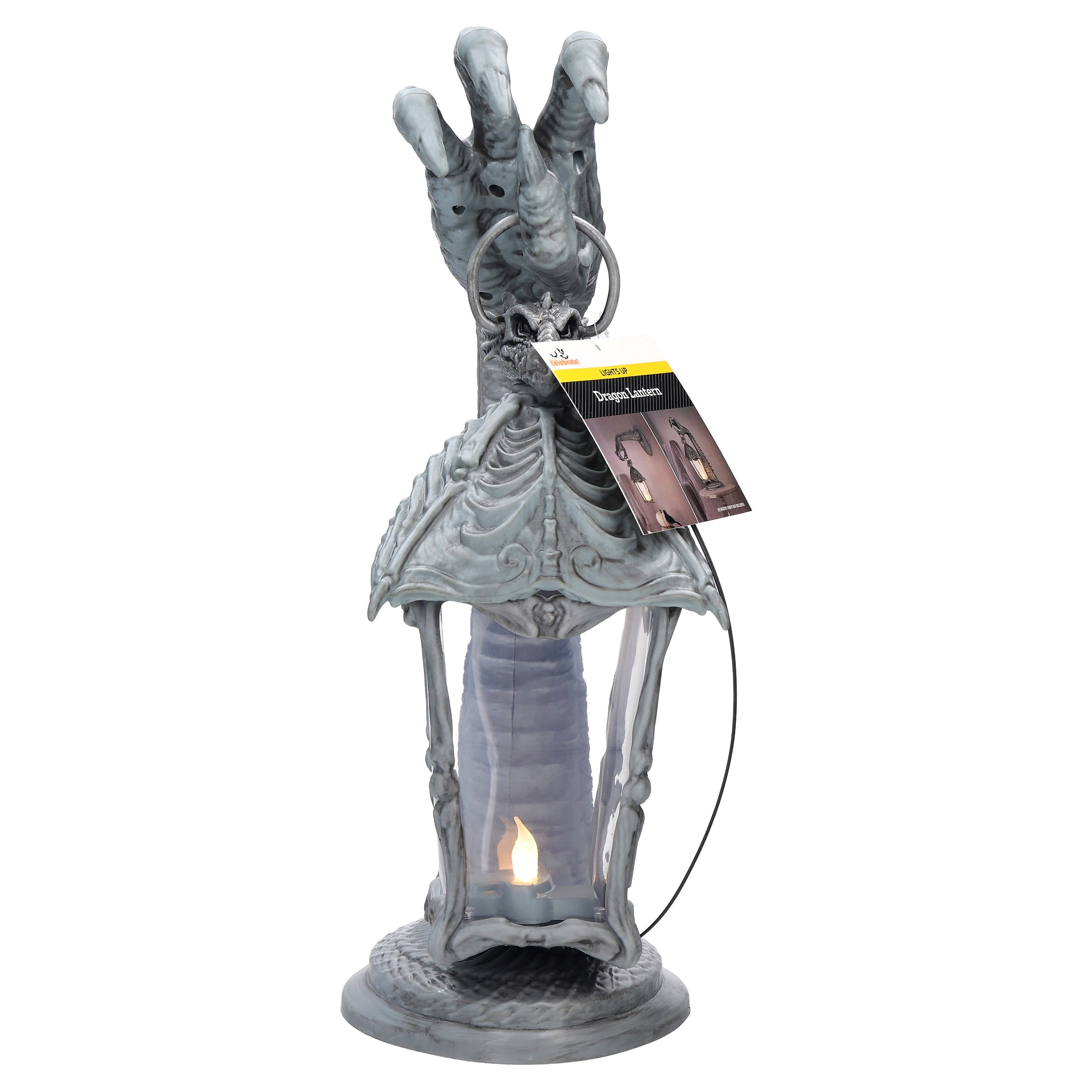 Light-Up Dragon Lantern Decoration, Gray, 16.7", Halloween by Way To Celebrate