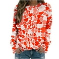 thumbnail image 1 of Womens Valentines Long Sleeve Shirts Casual Oversized Round Neck Printed Pullover Lightweight Tops Fall Clothes, 1 of 4