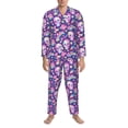 thumbnail image 3 of Salouo Skull rainbow mushroom colorful Print Button-Front Long Sleeve Pajama Set for Men, Soft 2Pjs Men's Long Sleeve Sleepwear-Large, 3 of 7