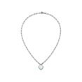 thumbnail image 4 of Lab Created Opal Heart Paperclip Pendant Necklace in Sterling Silver with Chain, 4 of 5