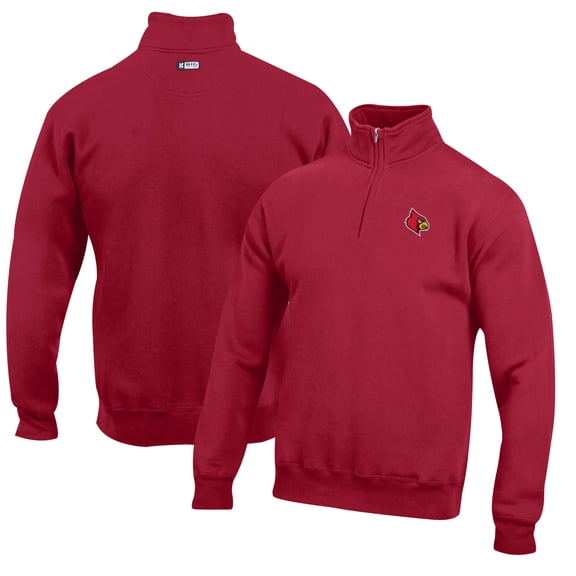 Men's Red Louisville Cardinals Big Cotton Quarter-Zip Pullover Sweatshirt