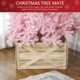 thumbnail image 4 of HOMCOM 28" Wooden Christmas Tree Collar Box Light Distressed Wood Finish, 4 of 10