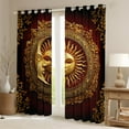 thumbnail image 2 of Manfei Vintage Sun Moon Curtains Pack of 2 (42x84 Each), Western Bohemian Damask Floral Curtains Blackout, Gold Red Bedroom Curtains, Window Curtains Decor, 2 of 6