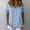 *Light Blue, variant on ClodeEU Women's Linen Blend V Neck Short Sleeve Blouse,Casual Loose Fit Summer Shirt Army Green,Women's Plus L