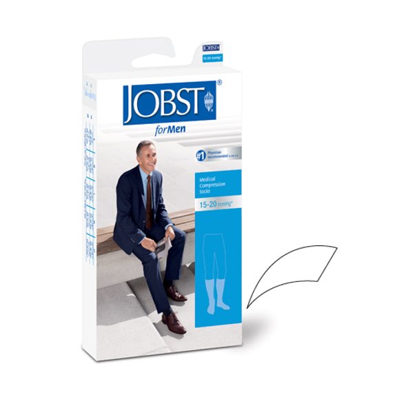Jobst for Men Ribbed 15-20 Knee High Compression Socks White Small