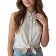 thumbnail image 3 of Womens Sleeveless Button Down Shirt Basic Solid Casual Tank Tops for Work Classic Collared Blouses M, 3 of 7