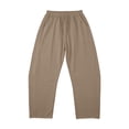 thumbnail image 5 of Womens Cotton Linen Lounge Pants Solid Stripe Elastic Loose Wide Leg Trousers With Pocket Relaxing at Home Clothes, 5 of 7