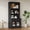 A: Black, variant on Harper & Bright Designs Tall Wood Bookshelf, Bookcases with 2 Glass Doors and Drawers, Storage Bookcase with LED Lighting and Open Shelves, Black