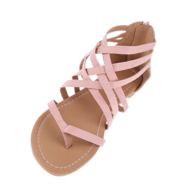 Sandalias con cremallera para mujer Sandalias Zapatos de playa Zapatos planos Zapatillas - Rosa, 40 jinwen Sandalias de mujer