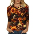 thumbnail image 2 of Xdegoge Dia De Los Muertos Shirt Women Day of The Dead Shirts Mexico Skeleton 3/4 Sleeve Tops Plus Size Mexican Skull Tequila T Shirt Vintage Holiday Party Blouses Tequila Costume Crew Neck Tshirts, 2 of 5