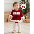 thumbnail image 5 of Miaouyo Infant Baby Girls 2Pcs Christmas Outfits 0 3 6 12 18 Months Long Sleeve Velvet Romper Dress with Headband, 5 of 9