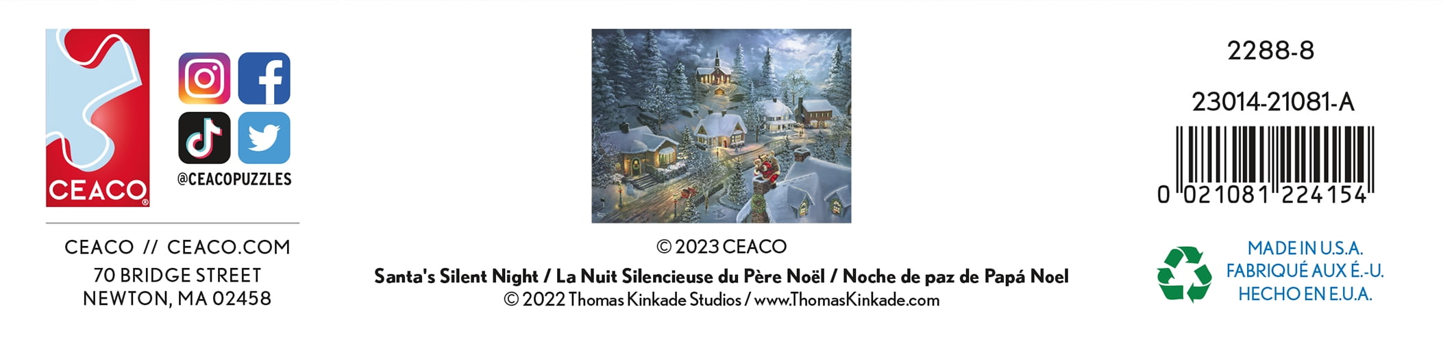 Ceaco Santa's Silent Night (Thomas Kinkade) Kathryn Selbert 300 Piece Interlocking Jigsaw Puzzle