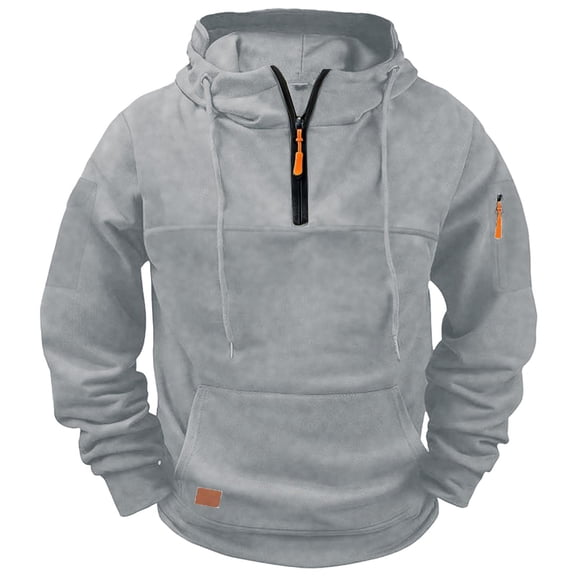 Fleece Lined Hoodies for Men with Zipper and Pockets Long Sleeve Sweatshirts Mens Solid Color Loose Pullover Thermal Athletic Workout Hoodie Tops