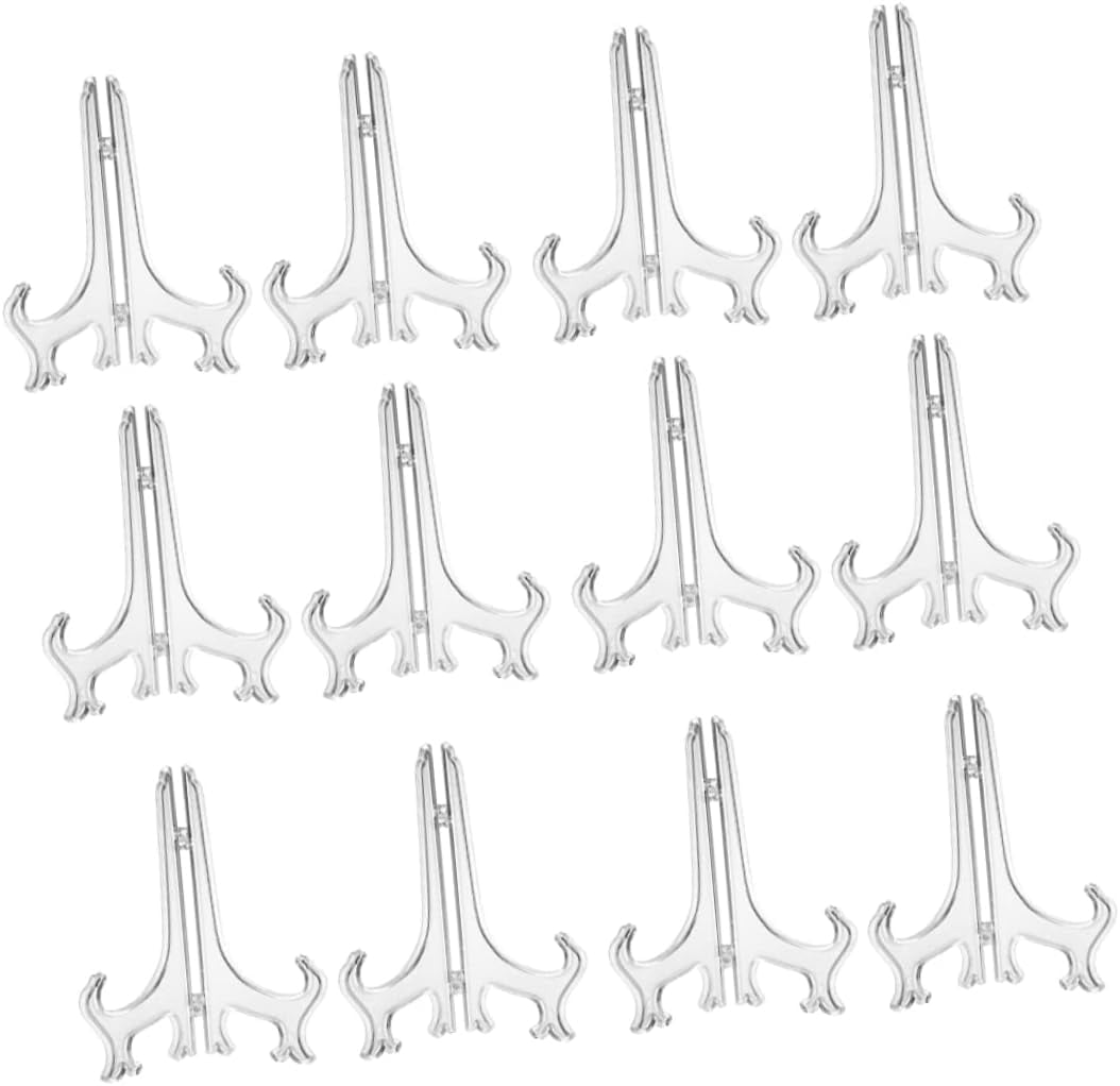24pcs 4 Plate Holder Clear Plate Display Stand Dish Holder Clear
