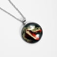 thumbnail image 4 of Crocodile Glass Design Circular Pendant Necklace - Elegant Jewelry for Women, 4 of 5