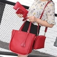 thumbnail image 5 of Mwjwdo Women's Vintage Oil Wax Leather 4-Piece Tote Bag Set, Solid Color Top Handle Satchel Crossbody Handbags for Daily Commute Red, 5 of 9